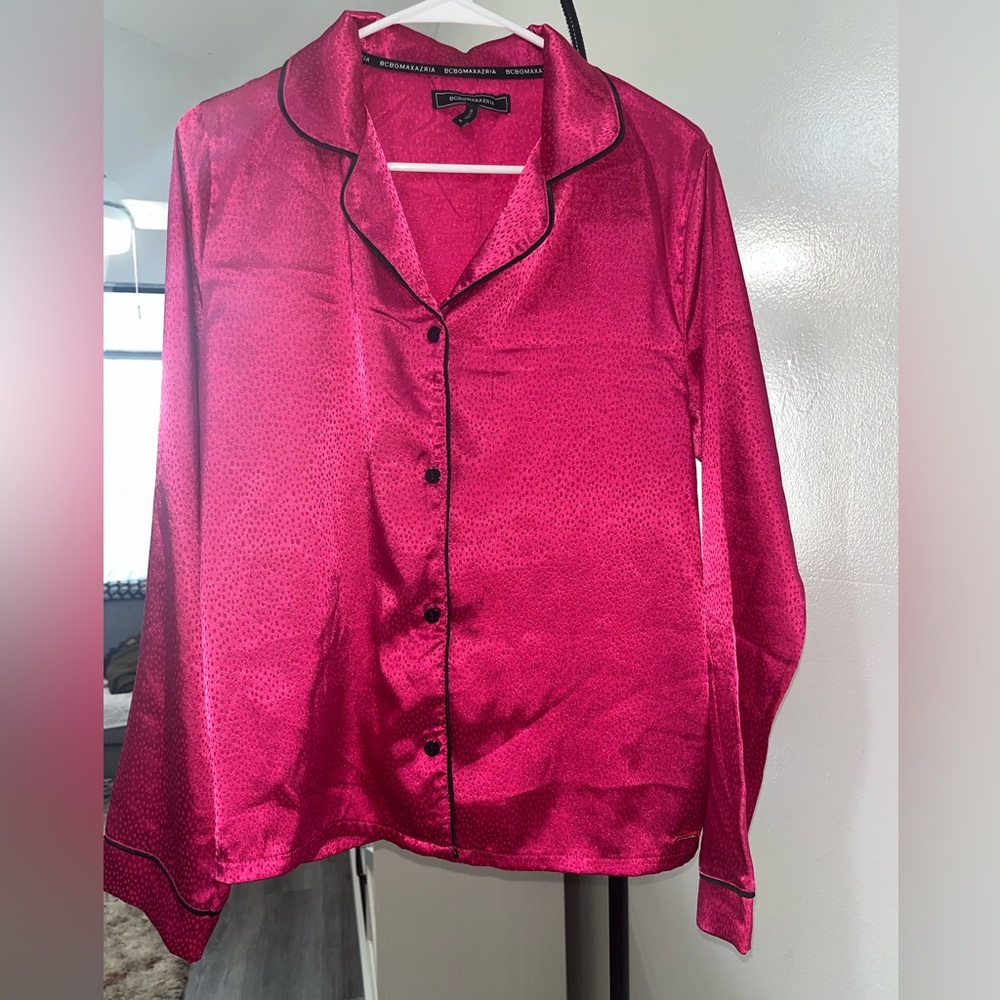 BCBGMaxAzria Pink Satin Pajama Top
